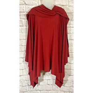 NEW Norma Kamali Red Poncho Top‎ Scarf Over Shoulder Size M Lagenlook Oversized